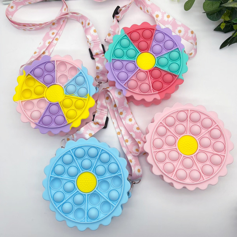 Cross-Border Children's Silicone Bag Sunflower Rodent Killer Press Cute Coin Purse Rainbow Crossbody Bag Men's and Women's Small Wallet