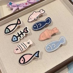 かわいい魚の骨ヘアピンインガーリーハート漫画前髪クリップヘアエッジクリップ小物卸売サイドクリップヘアアクセサリー