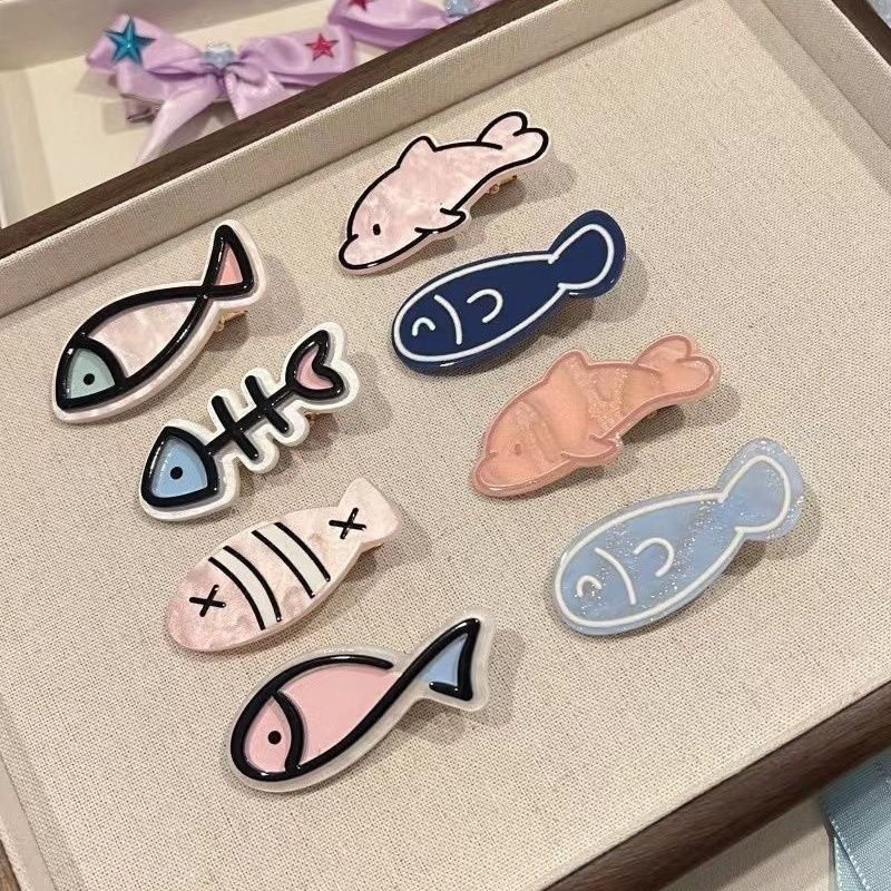 かわいい魚の骨ヘアピンインガーリーハート漫画前髪クリップヘアエッジクリップ小物卸売サイドクリップヘアアクセサリー|undefined