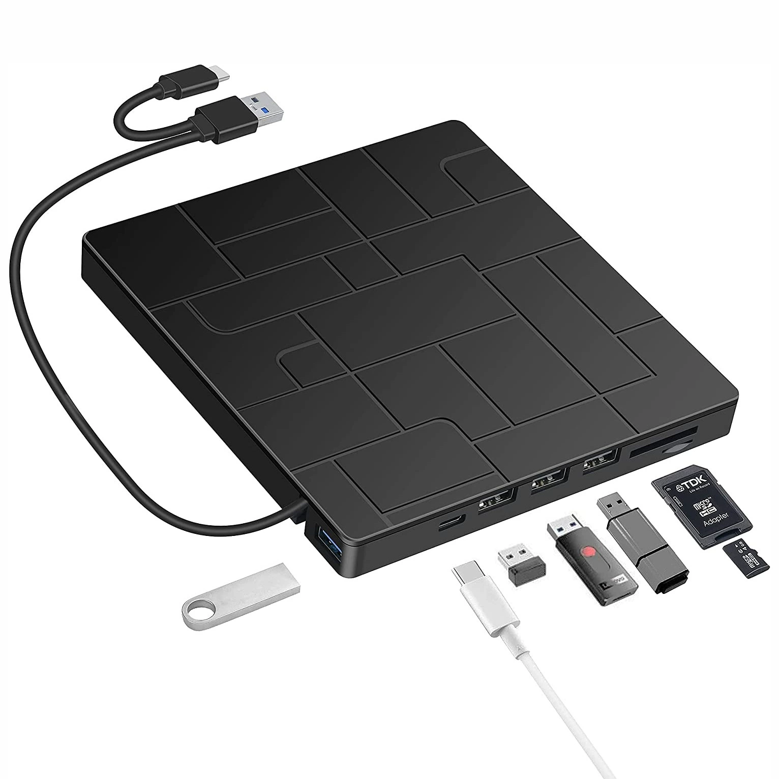 Mobile burner laptop multi-function external optical drive 7-in-1 ultra-thin card CD player