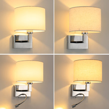 简约布罩壁灯 卧室布艺led床头阅读灯后现代宾馆酒店客房灯批发