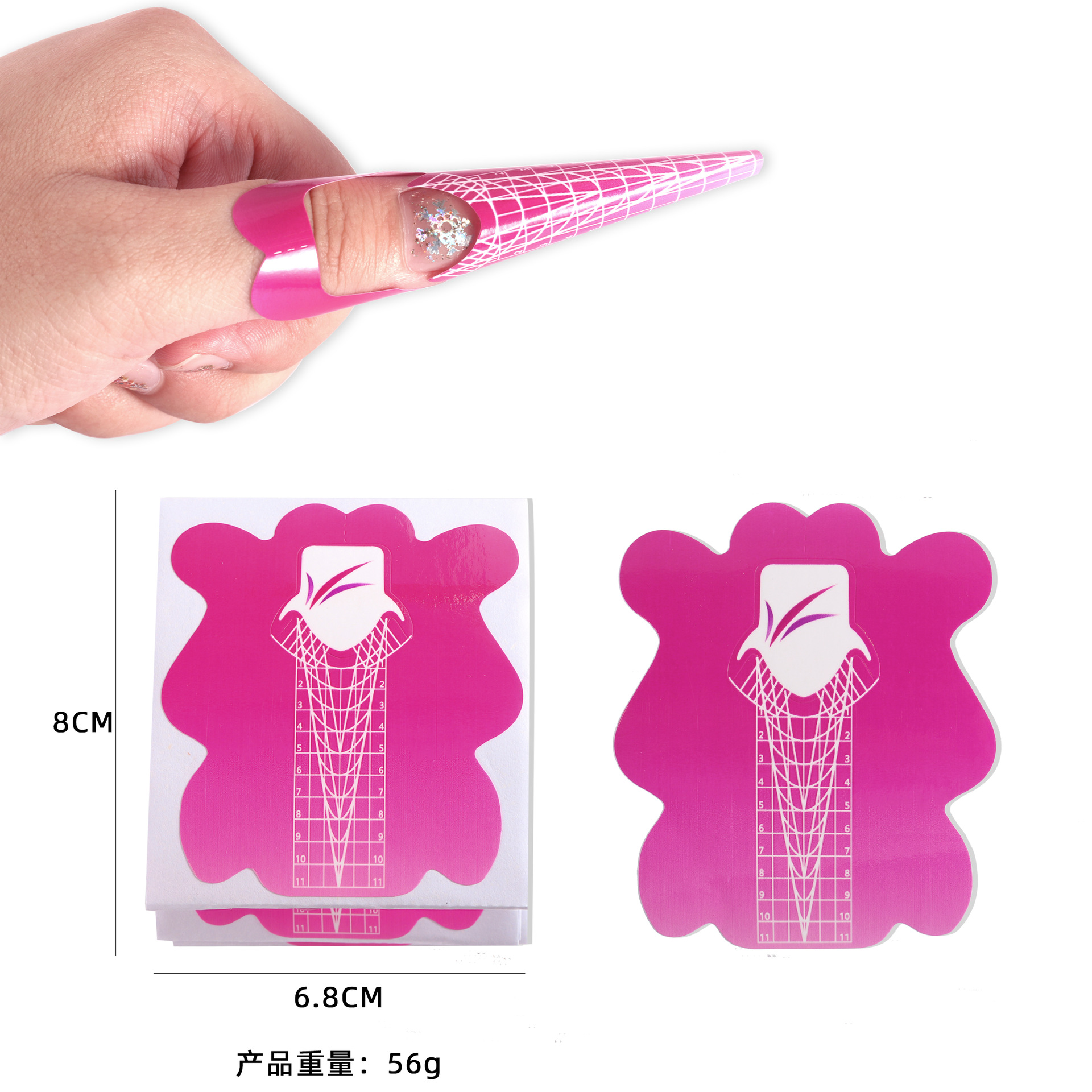 Transfronteriza nueva extensión de uñas titular de papel en forma de flor de melocotón fototerapia uñas de cristal dedo de uñas titular 100/500 piezas de suministros de uñas