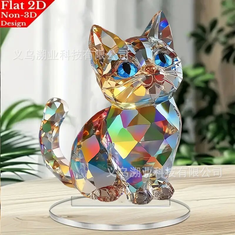 Transfronterizo color gatito adorable acrílico 2D hogar sala de estar sala de estar dormitorio decoración de escritorio