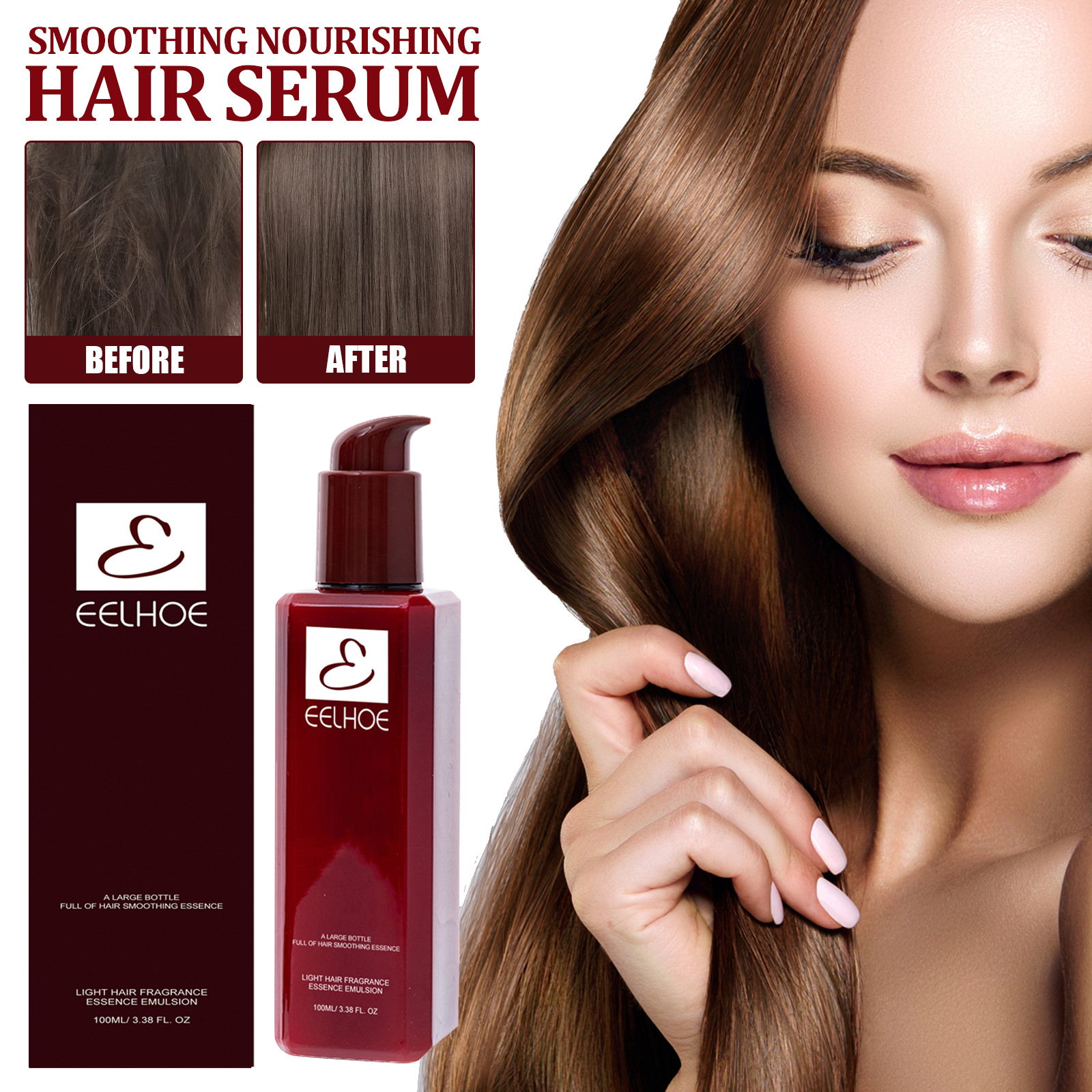 EELHOE Haarverzorgingsserum, Haar gespleten haarpunten Droog herstel Hydraterend pluizig haar Leave-in haarverzorgingsserum_voghion.com