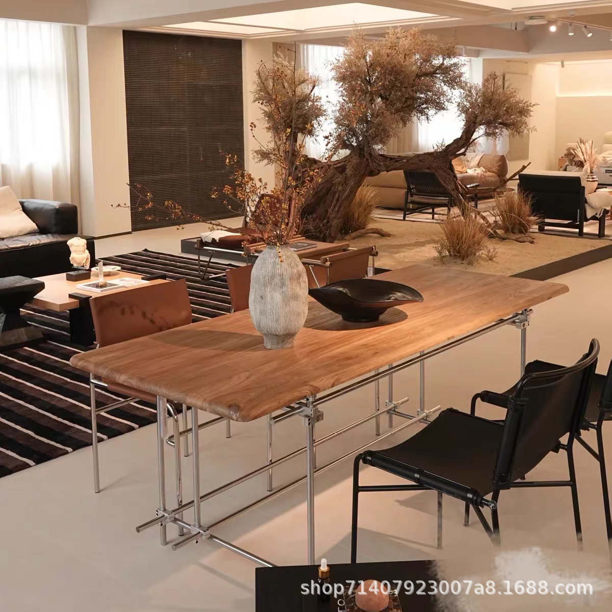 Medieval Landscape Axis Elm Desk Retro Industrial Style Desk Designer Dining Table Studio Conference Table