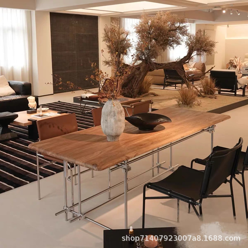 Medieval Landscape Axis Elm Desk Retro Industrial Style Desk Designer Dining Table Studio Conference Table