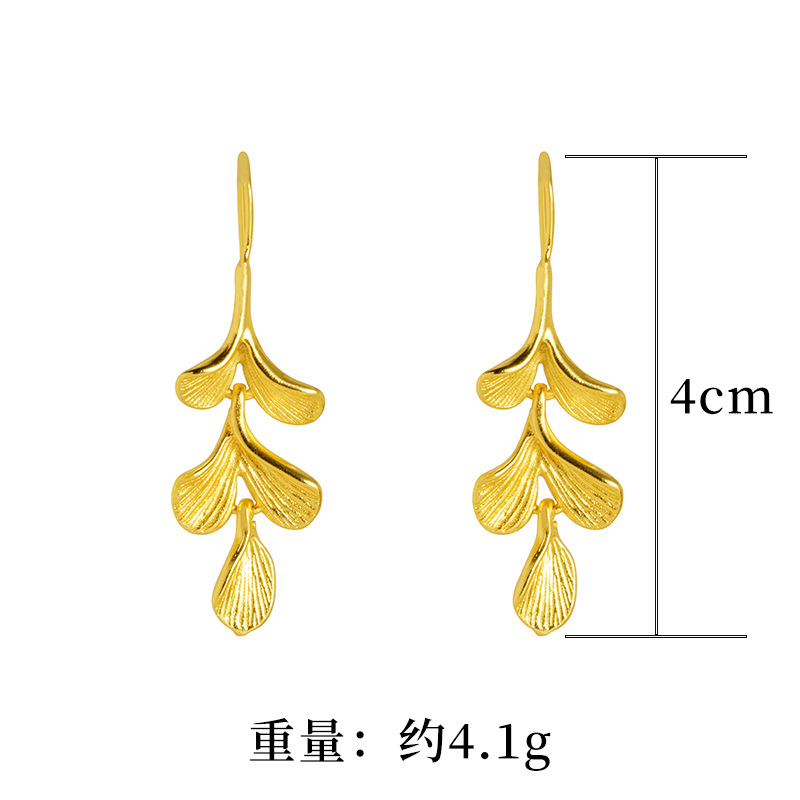 Arena oro ginkgo hoja pendientes aleación de cobre popular estilo simple hoja pendientes niñas accesorios frescos poco Libro Rojo mismo estilo