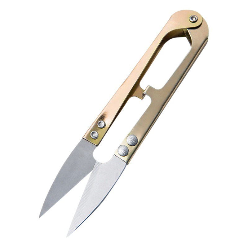 Tijeras pequeñas de oro línea de pesca tijeras artes de pesca accesorios pequeños afilado multifunción hilo corte cabeza modificación vinculante línea fuerte caballo plomo