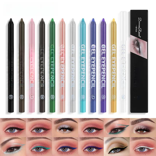 Cross-Border White Eyeliner, Color Eyebrow Pencil, Eyeliner Gel Pen, Waterproof and Sweat-Proof Silkworm Foaming Pen, Eye Shadow Pen