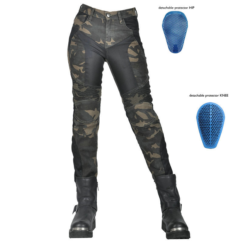 Loong biker verano camuflaje motocicleta slim fit pantalones anti-caída motocicleta jeans motocicleta transpirable montar