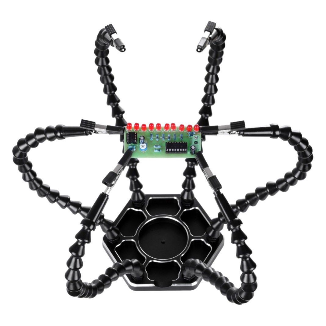 Ordinario azul blanco negro reparación ayuda seis-garra estación de soldadura de aleación de aluminio multifuncional modelo accesorios de aviones