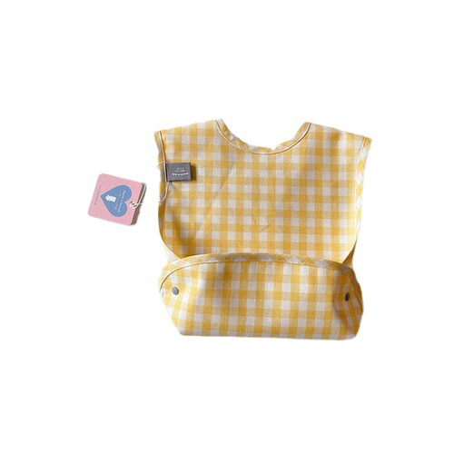 ins Korean baby eating sleeveless bib waterproof anti-dirty artifact infant plaid saliva towel bib
