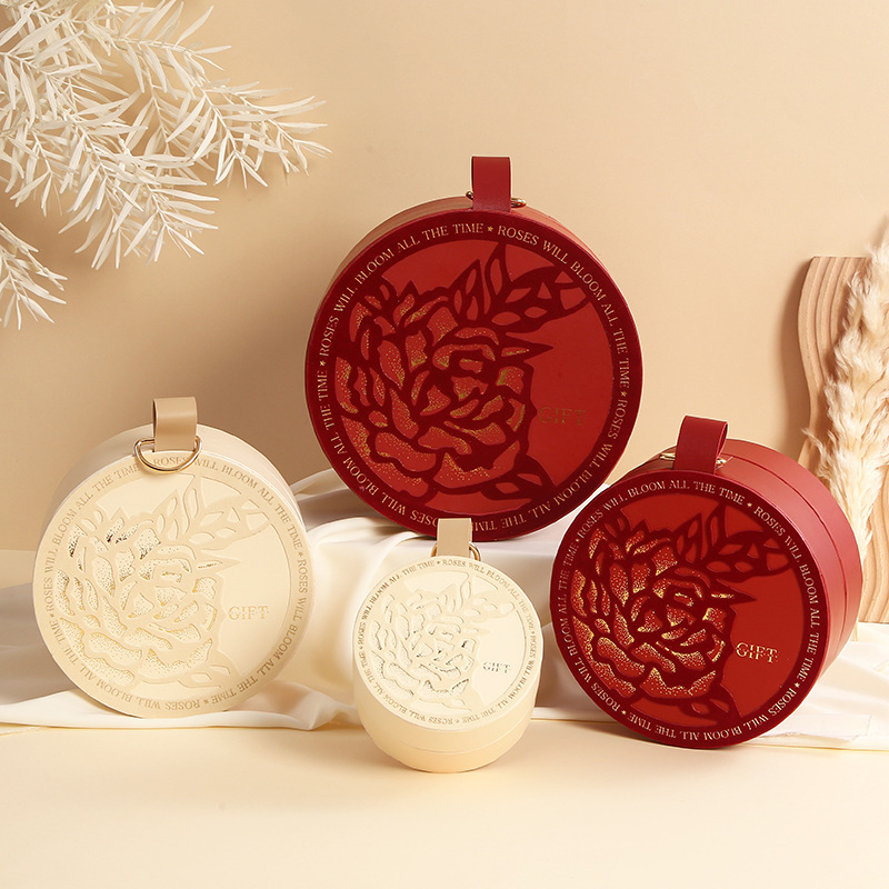 情人节丝绒皮质礼物盒轻奢星河玫瑰伴手礼盒国风高级感手提礼品盒