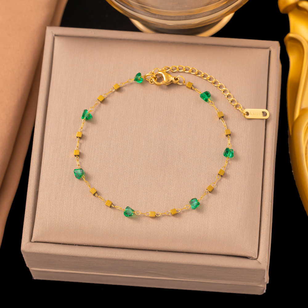 Spot tobillera de acero de titanio colección explosiva verano sin decoloración femenina simple sentido de alta gama moda salvaje estilo transfronterizo europeo y americano