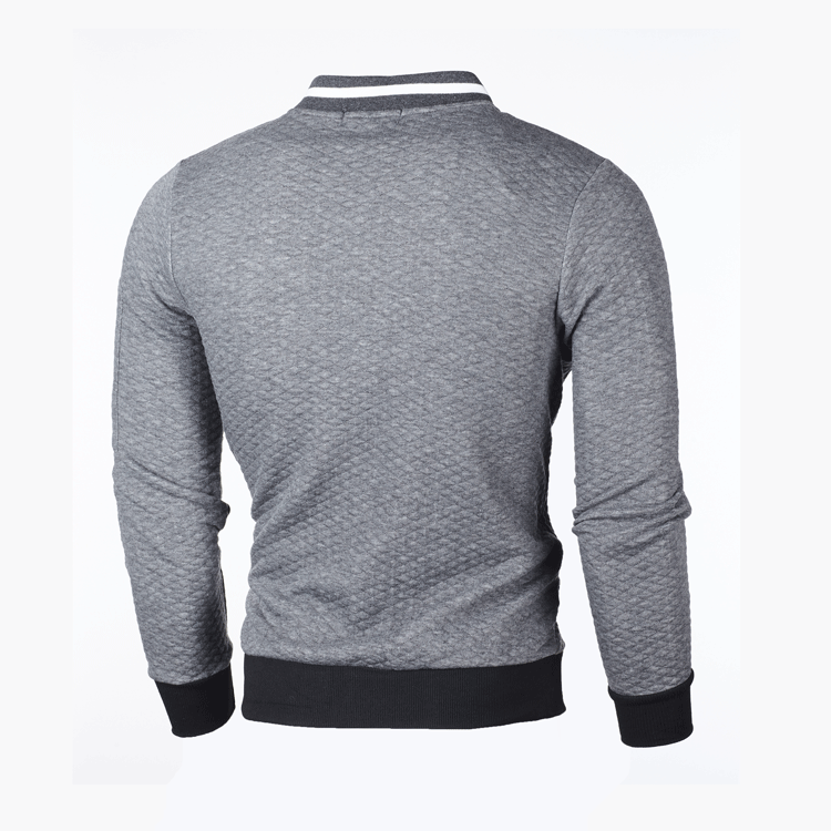 Herrenbekleidung, neues Sweatshirt mit Reißverschluss und Stehkragen, Sweatshirtjacke, lässige karierte Strickjacke für Herren_voghion.com