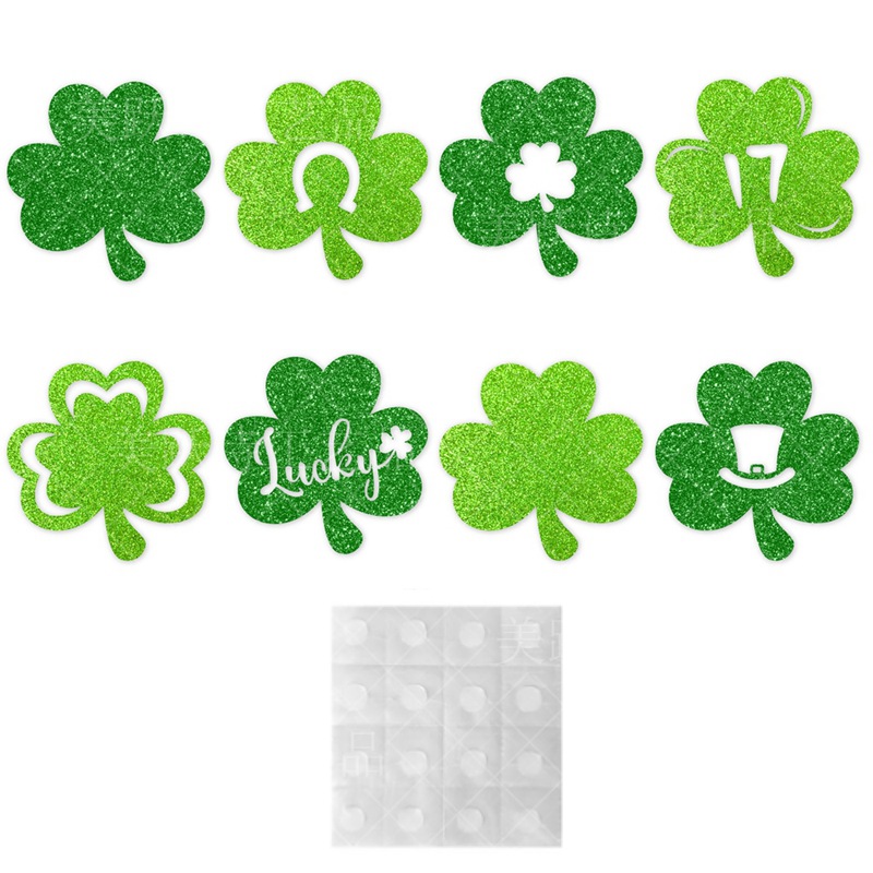 Amazon nuevo Día de San Patricio fiesta decoración de la ventana etiqueta de la pared pegatina Día de San Patricio trébol parche decorativo
