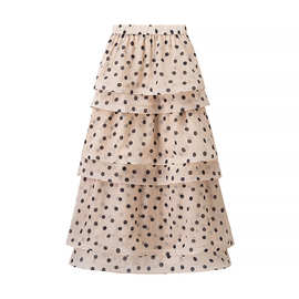 2025欧美风夏女装中长款波点印花半身裙  2761