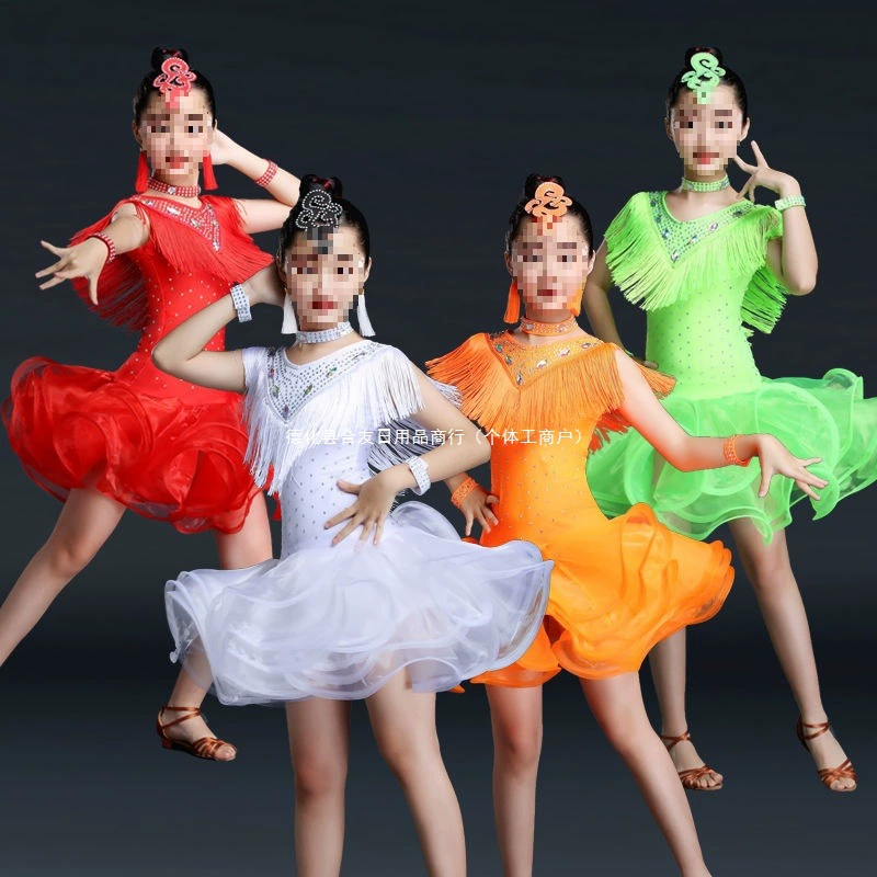 Одежда для выступлений в латиноамериканских танцах для девочек, детская одежда для выступлений в латиноамериканских танцах, одежда для соревнований по латиноамериканским танцам с кисточками для малышей, танцевальная одежда для девочек
