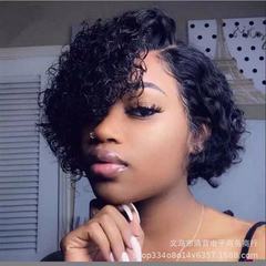 European and American Cross-Border Wigs for Women: Short Curly Side-Parted Wigs with Small Curls, Made from Synthetic Fiber—Factory Direct Supply