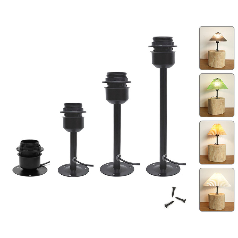Wooden Pile Table Lamp Floor Lamp DIY Material Lamp Holder Base with Plug Dimmable E27 Port Creative Bedroom Bedside