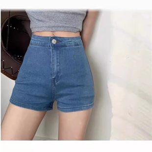 Denim shorts women's 2024 Summer Korean style plus size chubby girl slimming high waist thin all-match A- line wide leg hot pants fashion