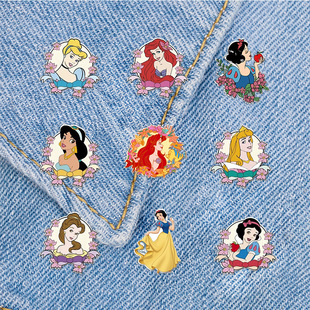 Cross-border Acrylic Super Cute Mermaid Brooch Snow White Alice Badge Girl Princess Accessories Collar Pin
