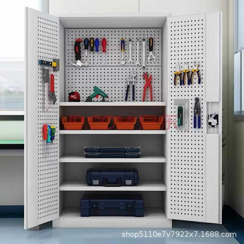 Gabinete de almacenamiento de herramientas pesadas de grado industrial de hardware grueso, gabinete de almacenamiento de almacenamiento móvil con placa colgante dividida de fábrica
