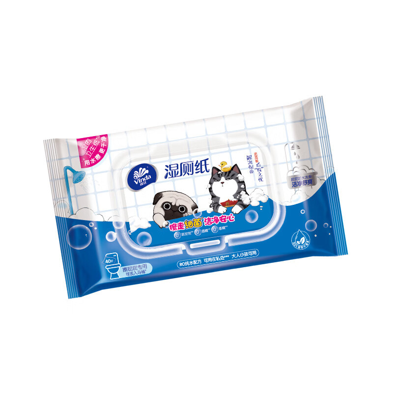 Vidago CAT toallitas húmedas de papel higiénico 40 piezas 5 paquetes gratis mini portátil 10 toallitas húmedas de baño al por mayor
