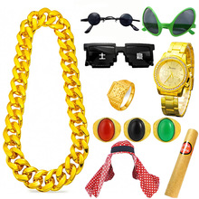 网红仿真金链子大抖音夸张超粗塑料项链直播演出道具嘻哈社会土豪