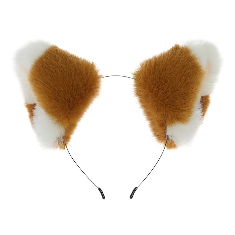 De una pieza hecha a mano lindo tocado de Lolita Cosplay bestia oreja de gato diadema zorro horquilla