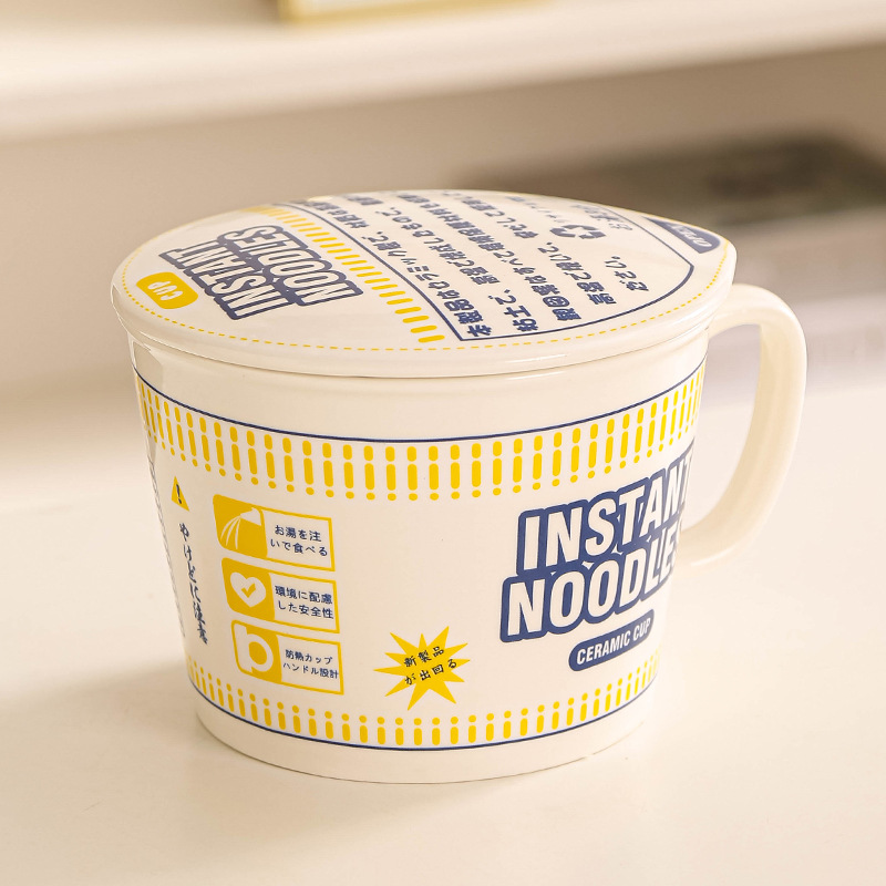 Tazón de fideos instantáneos de estilo japonés horno de microondas disponible Internet celebridad Wordy tazón de polvo de Caracol dormitorio de estudiantes taza de fideos instantáneos cerámica lindo