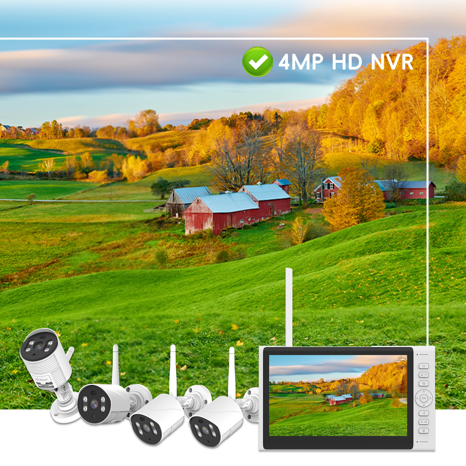 Fábrica de fuente de 7 pulgadas pantalla NVR conjunto de monitoreo inalámbrico comercio exterior transfronterizo explosión al aire libre impermeable cámara HD inteligente