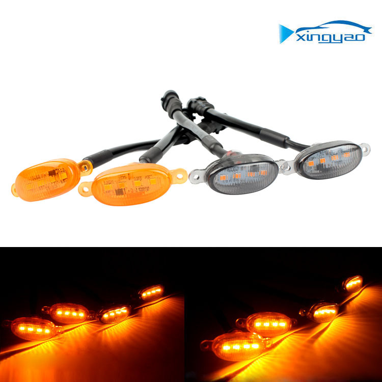 Car net 4LED small yellow light Raptor grille modified LED decorative light pickup more haze light warning light