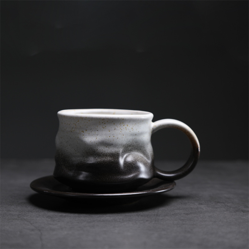 Estilo japonés vintage de cerámica taza de café y platillo traje creativo regalo taza de té de la tarde taza de café de gres