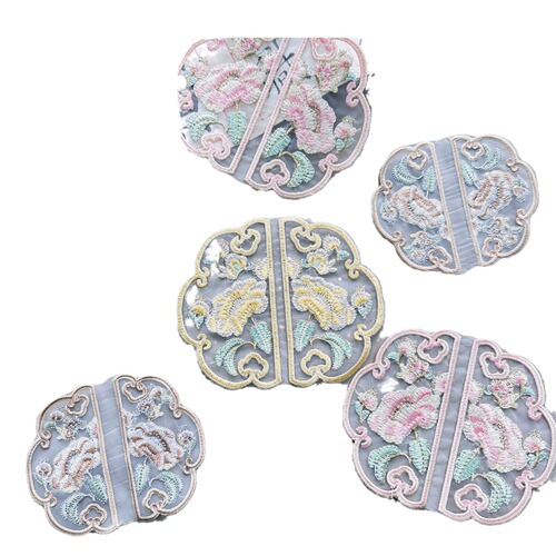 Ethnic style embroidery patch, Chinese style Hanfu horse skirt applique accessories, hand-sewn cloth patch, organza patch patch