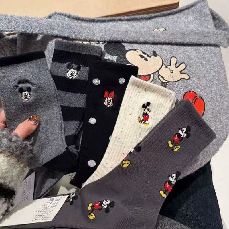 Long Tube Socks for Women, Autumn and Winter New Trendy Embroidered High Tube Socks, Korean Version Ins Slouch Socks, Mickey Mouse Foreign Trade Export Long Tube Socks for Women, Autumn and Winter New Trendy Embroidered High Tube Socks, Korean Version Ins Slouch Socks, Mickey Mouse Foreign Trade Export