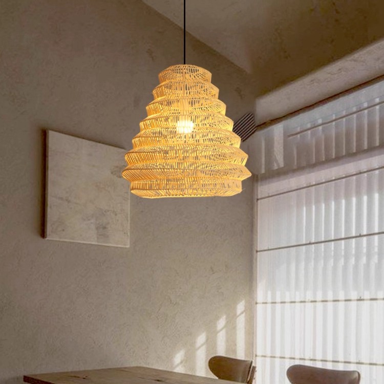 Viento de caña silencioso sala de estar dormitorio comedor residencial lámpara de caña artesanal tejida a mano personalidad creativa bar de mesa de comedor candelabro