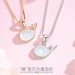 925纯银项链女小鲸鱼海豚小众设计简约潮流百搭网红锁骨吊坠饰品