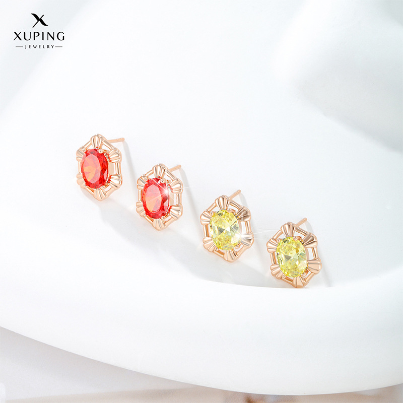 1Xuking joyería colorido tesoro serie oval artificial piedras preciosas pendientes de moda geométrica simple retro pendientes para las mujeres