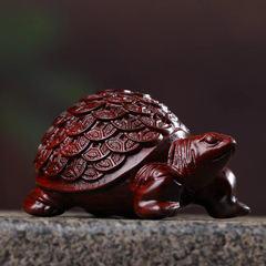 Indonesian Rosewood Carved Money Turtle Ornament, Specifications 6.4x4.2x3.6, Living Room Decor, Wholesale