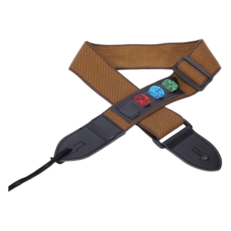 Traje de correa de guitarra 1 correa de hebilla de cinturón 2 cerradura de correa de goma 2 clavos de correa 10 picks de celuloide