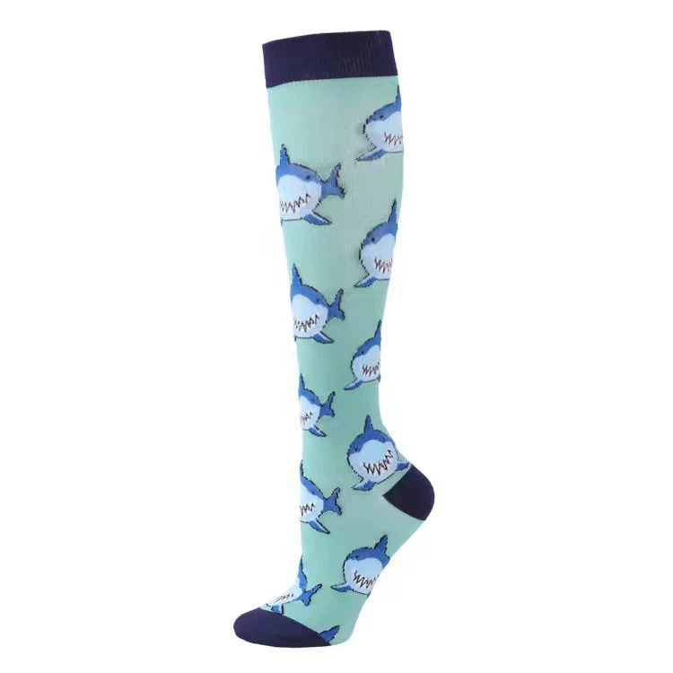 Compression Running Socks, Unisex Jacquard Knee-High Socks, Multiple Patterns, S/M & L/XL