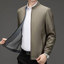 爸爸秋冬装外套休闲立领夹克男中年秋季宽松中老年男装爷爷上衣