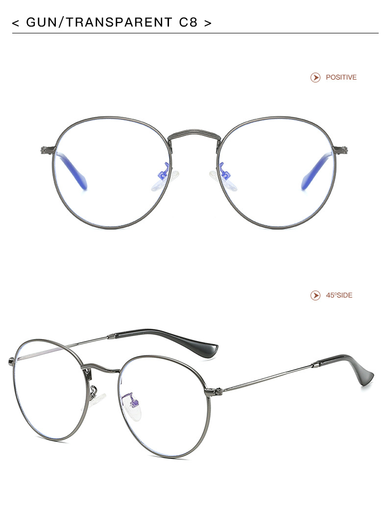 Simple Style Solid Color Ac Round Frame Full Frame Optical Glasses display picture 6