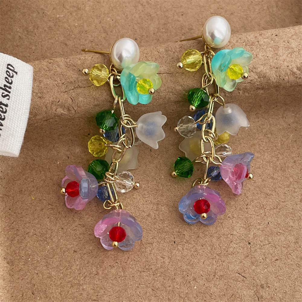 Women's Gender 1 Pair Casual Elegant Sweet Flower Plating Alloy Plastic Drop Earrings