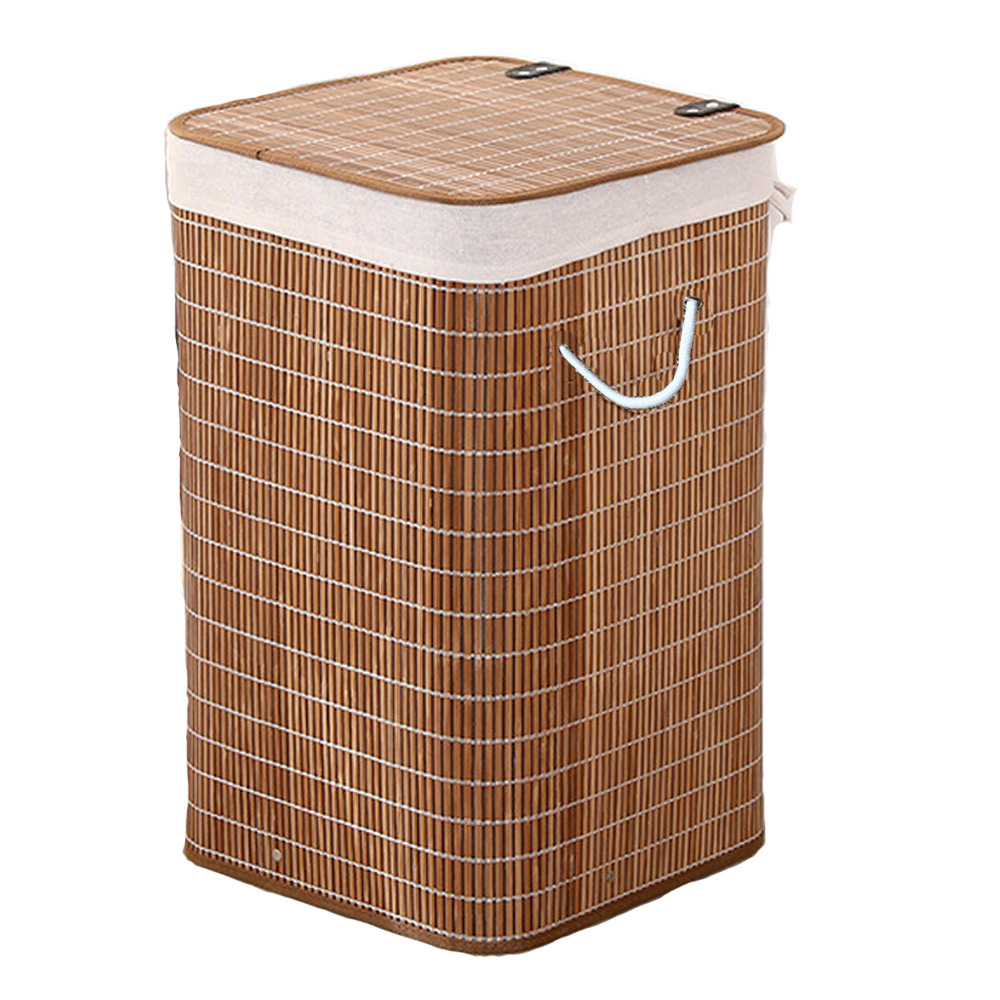 Cross-Border Dust-Proof Laundry Basket Dirty Clothes Basket Bamboo Storage Basket Bamboo Folding Woven Dirty Clothes Storage Bucket Wholesale