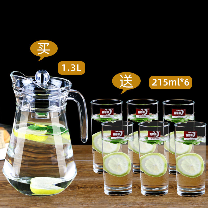 Taza de agua fría de vidrio resistente al calor, tetera de té de gran capacidad, taza de agua fría blanca resistente a altas temperaturas, botella de frutas al por mayor