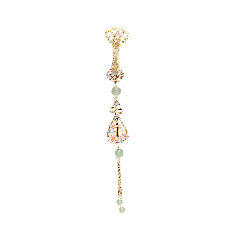 Broche estilo chinês com design de saia de cavalo e pipa borla_voghion.com