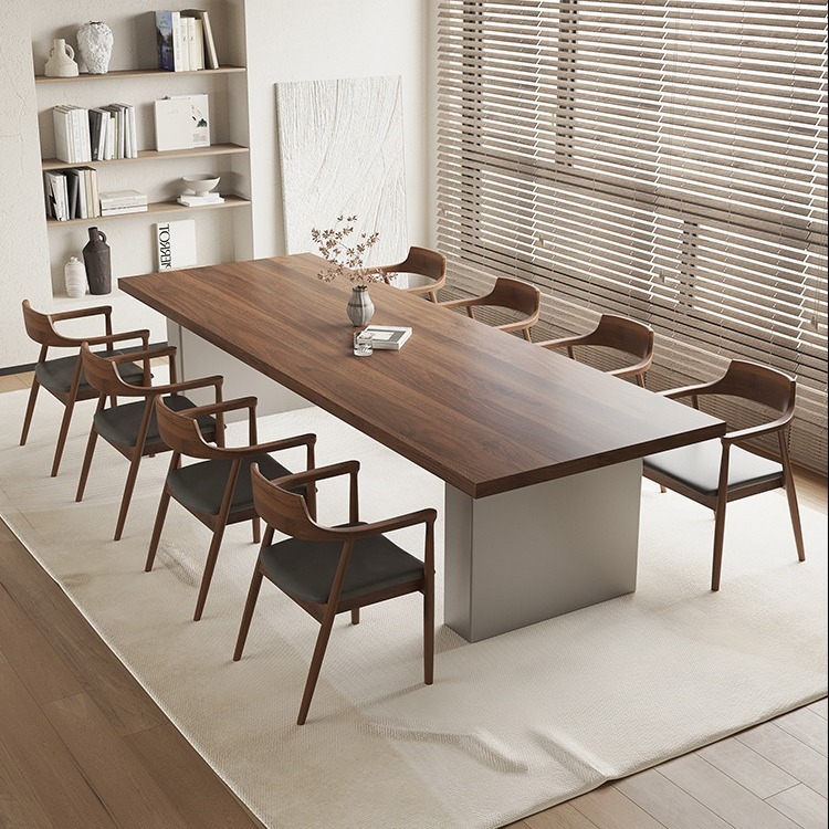 Mesa larga de madera sólida simple para la sala de estar mesa de té creativa tabla de conferencias tabla de madera de nuez mesa de oficina
