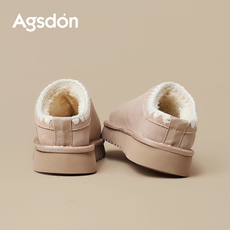 Botas de nieve de baja parte de Augu Lion para mujeres 2025, nuevos zapatos de invierno de terciopelo grueso con un pedazo exterior de pan y algodón